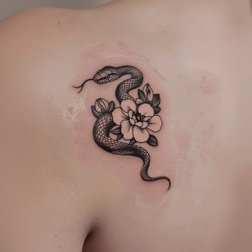 realistic snake tattoo for woman