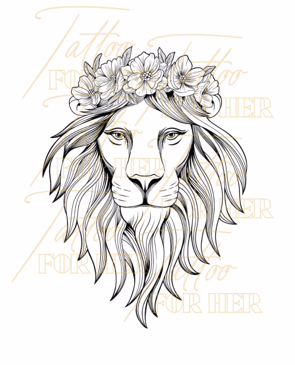 Floral_Lion_Preview animals tattoos