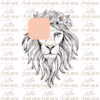 Lion Spirit with Flower Crown, lion tattoo design watermarked