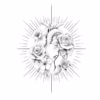 Floral Sacred Heart with roses tattoo design