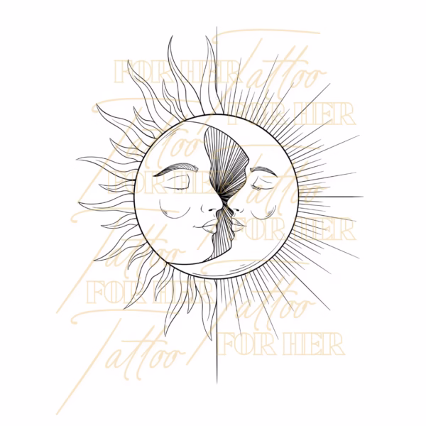 Solar and Lunar Kiss tattoo Design