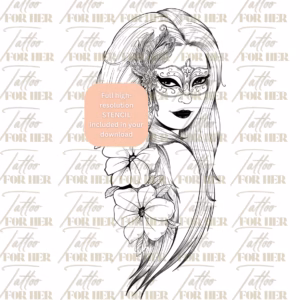 Masked Floral Muse Tattoo design watermarked
