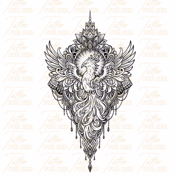 Pheonix mandala design with watermark