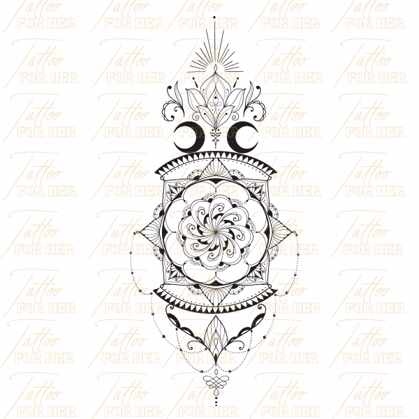Sacred Lunar Lotus Mandala Watermark