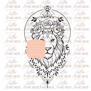 lion mandala tattoo watermarked