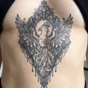 phoenix tattoo mandala tattoo sternum mandala tattoo mockup