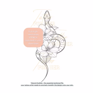 Snake and magnolia fine line stencil