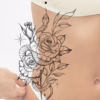 snake and roses fine line tattoo design mockup on ribs