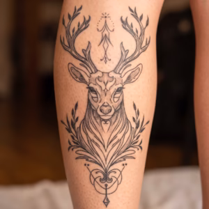 sacred deer calf tattoo mockup