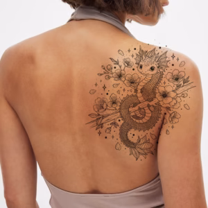 Dragon stencil tattoo on shoulder Mockup