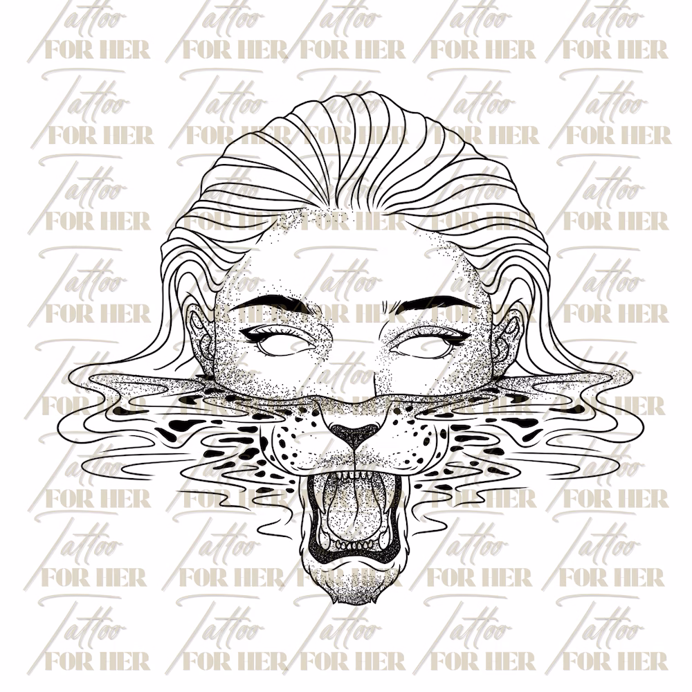 Leopard mistery girl tattoo watermark