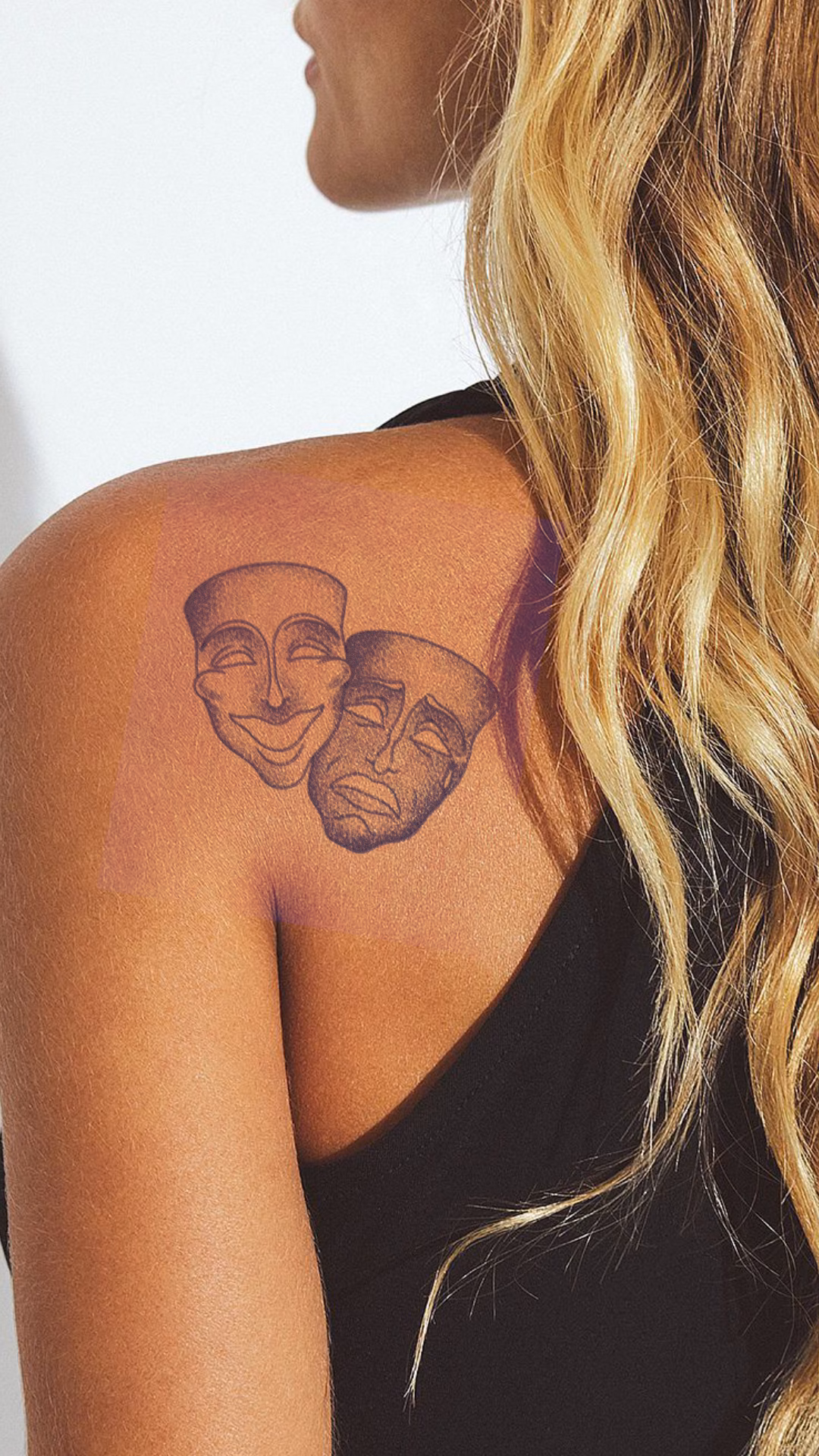 theater masks tattoo design mock up