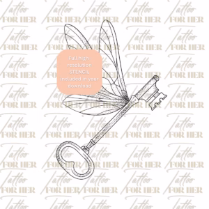 Dragonfly Key Tattoo Design watermarked