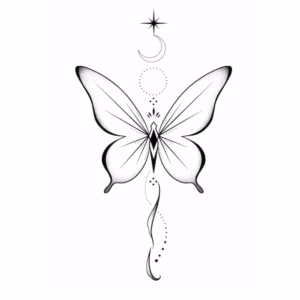 printable celestial butterfly tattoo design