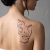 Printable abstract Two Faces single line Tattoo Design watermarked