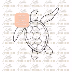 Small Sea Turtle Fine Line Tattoo Design watermarked